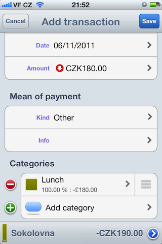 Category currency differs from account currency.